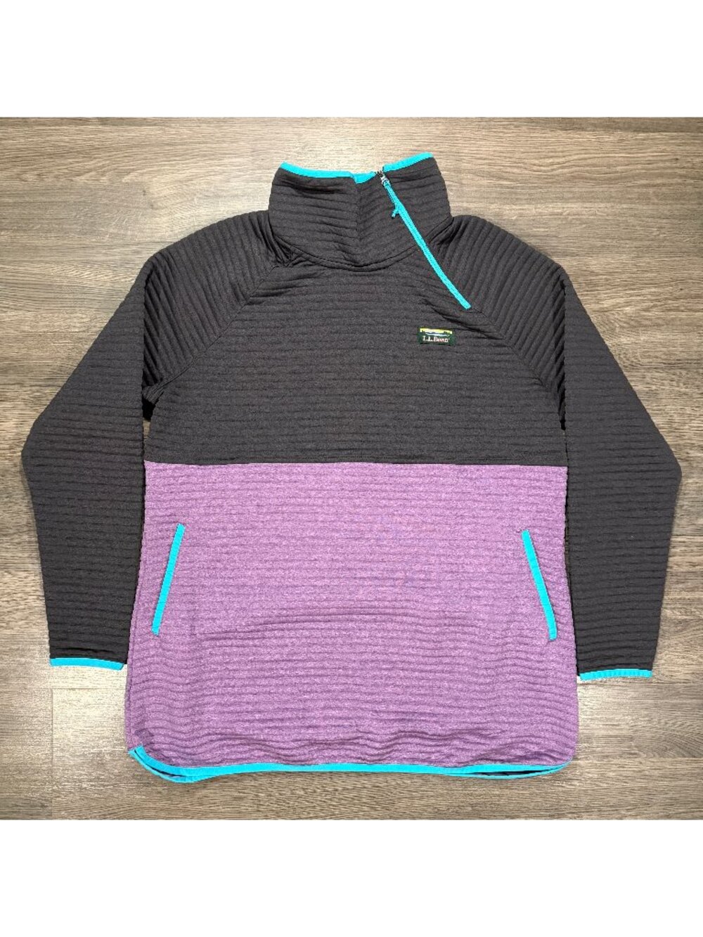 L.L. Bean Women's Airlight Knit Asymmetrical Quarter-Zip - Purple/Grey